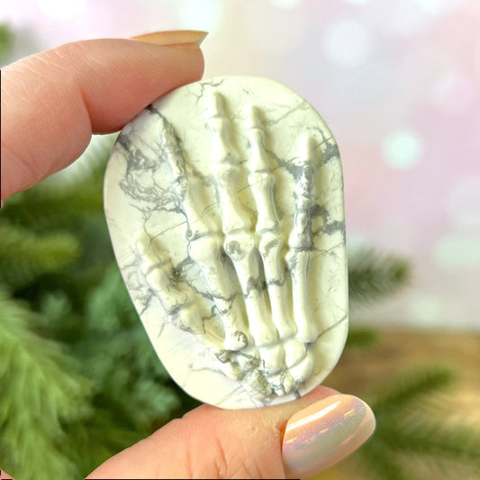 Magnesite Skeleton Hand Carved Crystal Cabochon