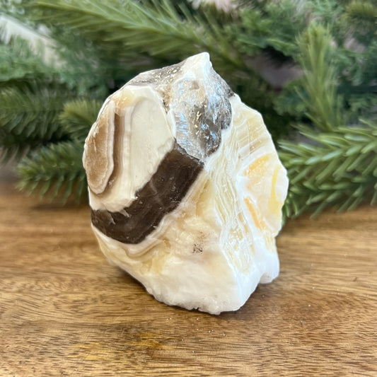 Zebra Calcite Yellow & Gray Natural Raw Crystal