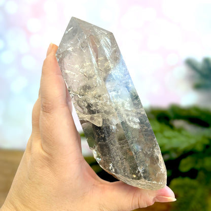 Garden Quartz Lodolite Large Point Crystal Tower with Imprints