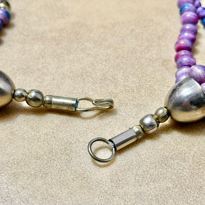 Vintage Purple & Blue Tagua Nut Bodhi Bead Necklace