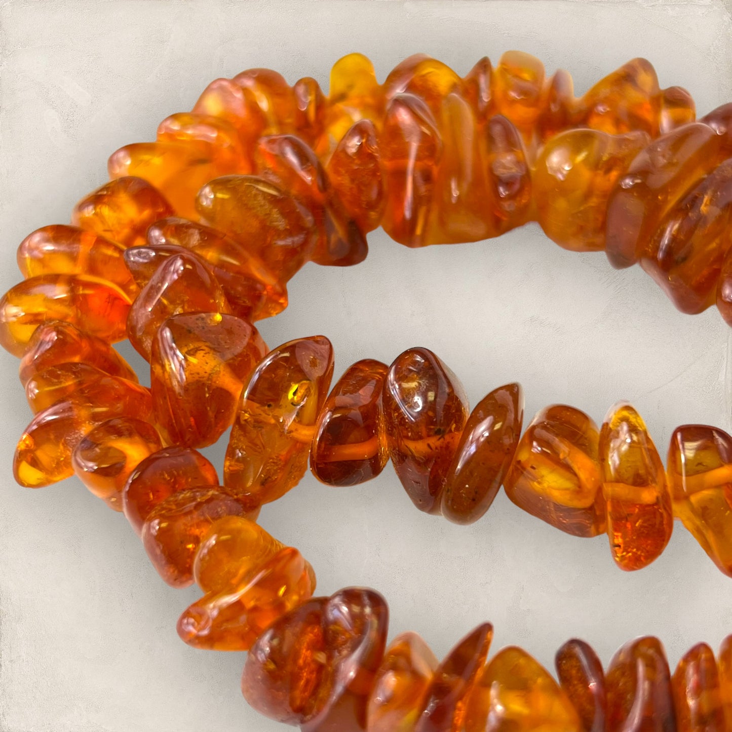 Amber Vintage Long Chip Bead Necklace