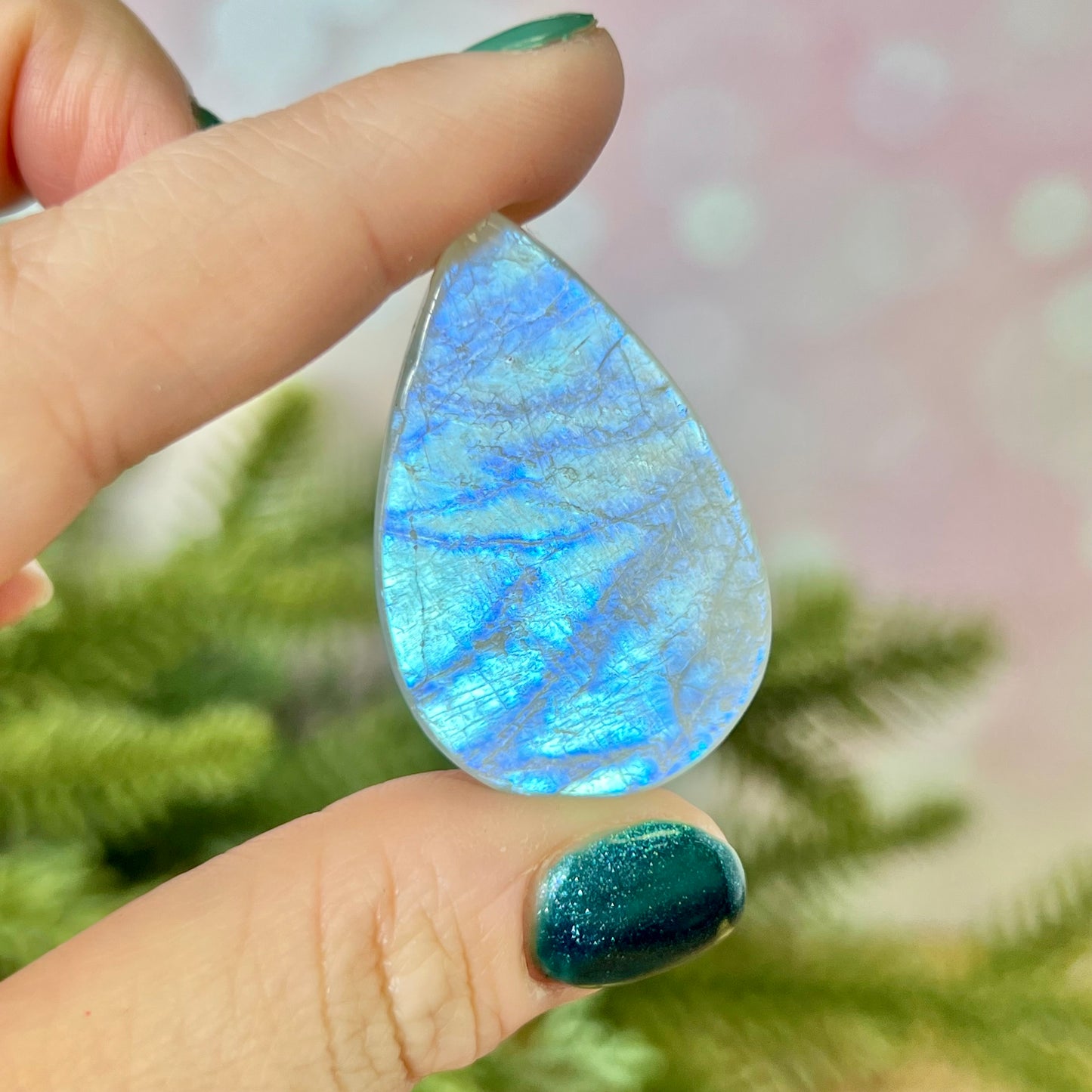 Rainbow Moonstone Crystal Teardrop Cabochon