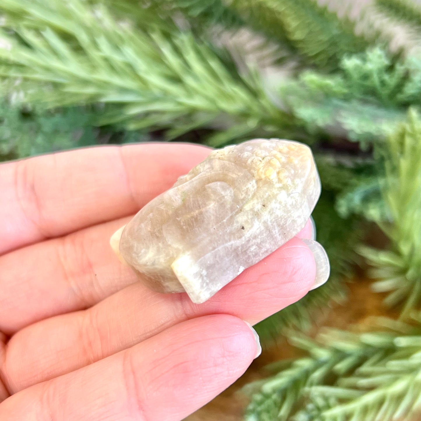 Buddha Face Belomorite Carved Stone Cabochon