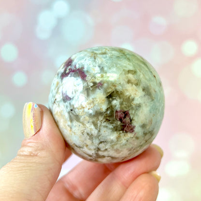 Pink Tourmaline in Milky Quartz 58mm Sphere