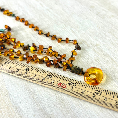 Amber Beaded Multi Strand Vintage Necklace