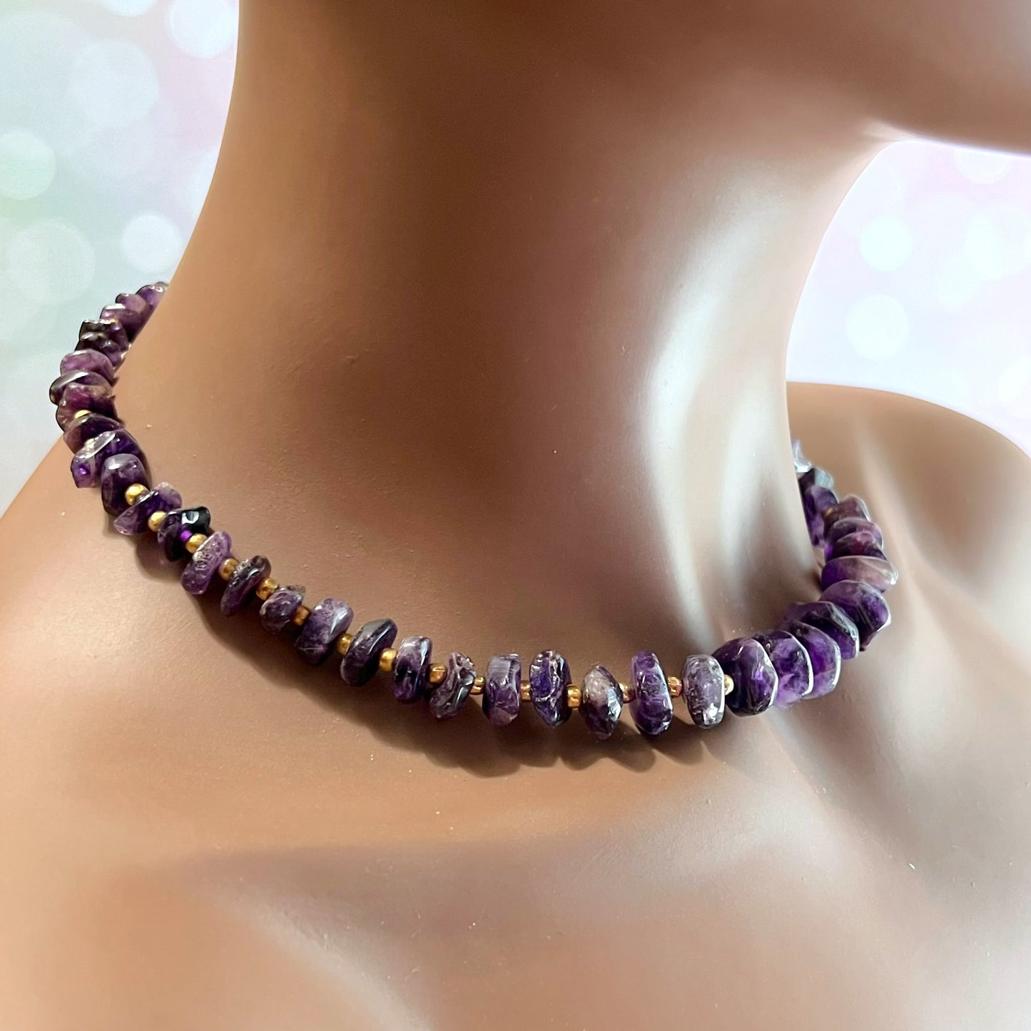 Amethyst Vintage Chip Beaded Necklace