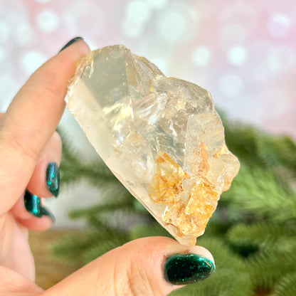 Clear Quartz Incomplete Point with Golden Healer & Rainbow