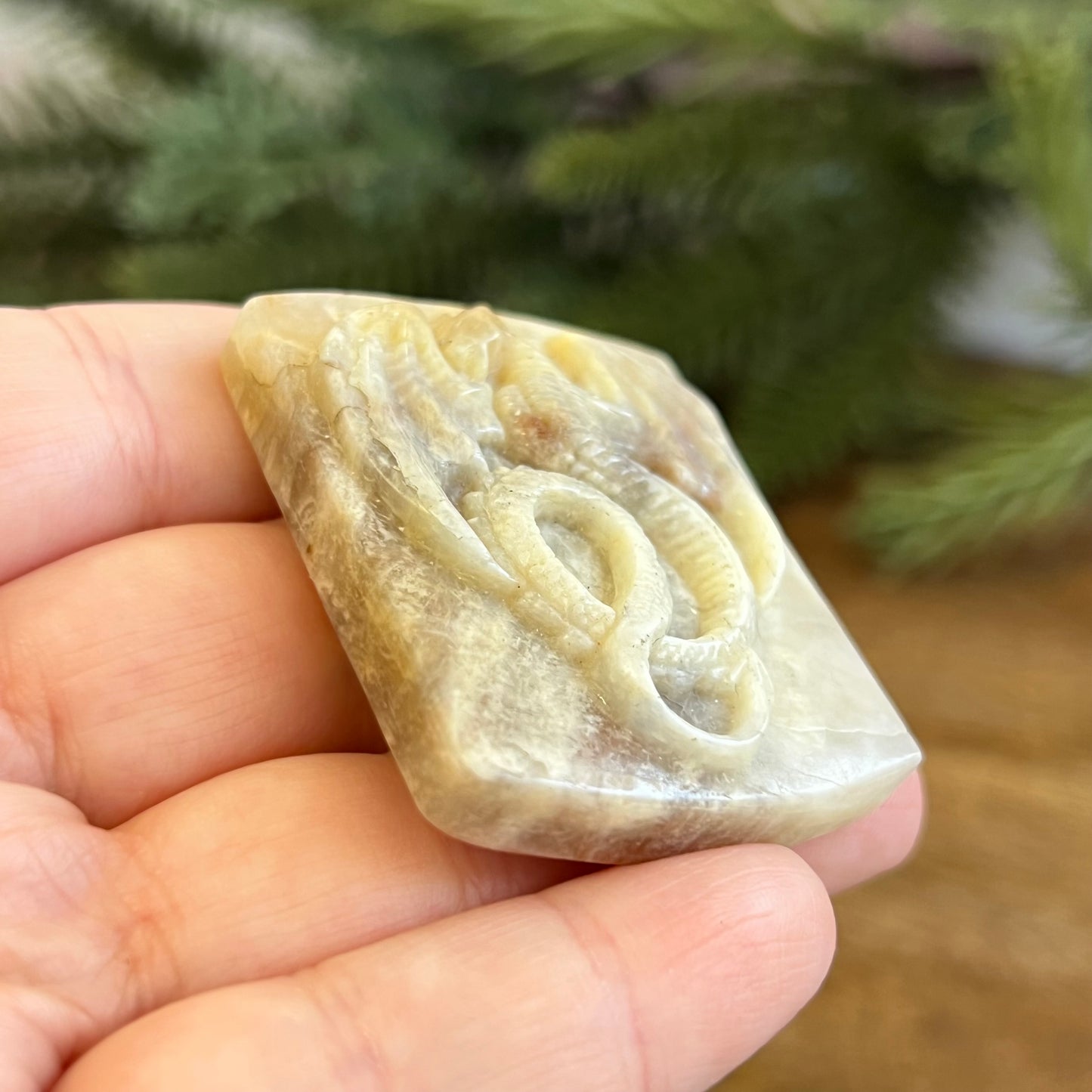 Belomorite Dragon Carved Crystal Cabochon