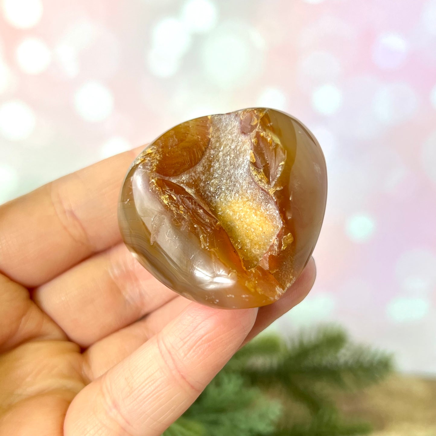 Carnelian with Druzy Palm Stone