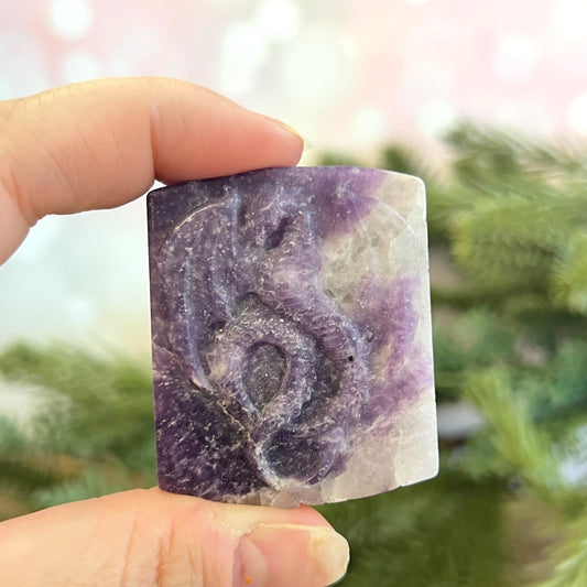 Lepidolite Dragon Carved Crystal Cabochon