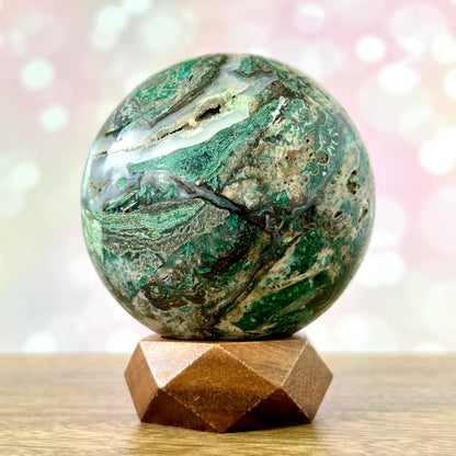 Malachite & Chrysocolla in Druzy Agate 80mm Sphere