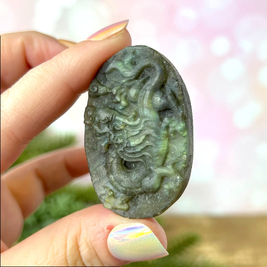 Labradorite Dragon Carved Crystal Cabochon