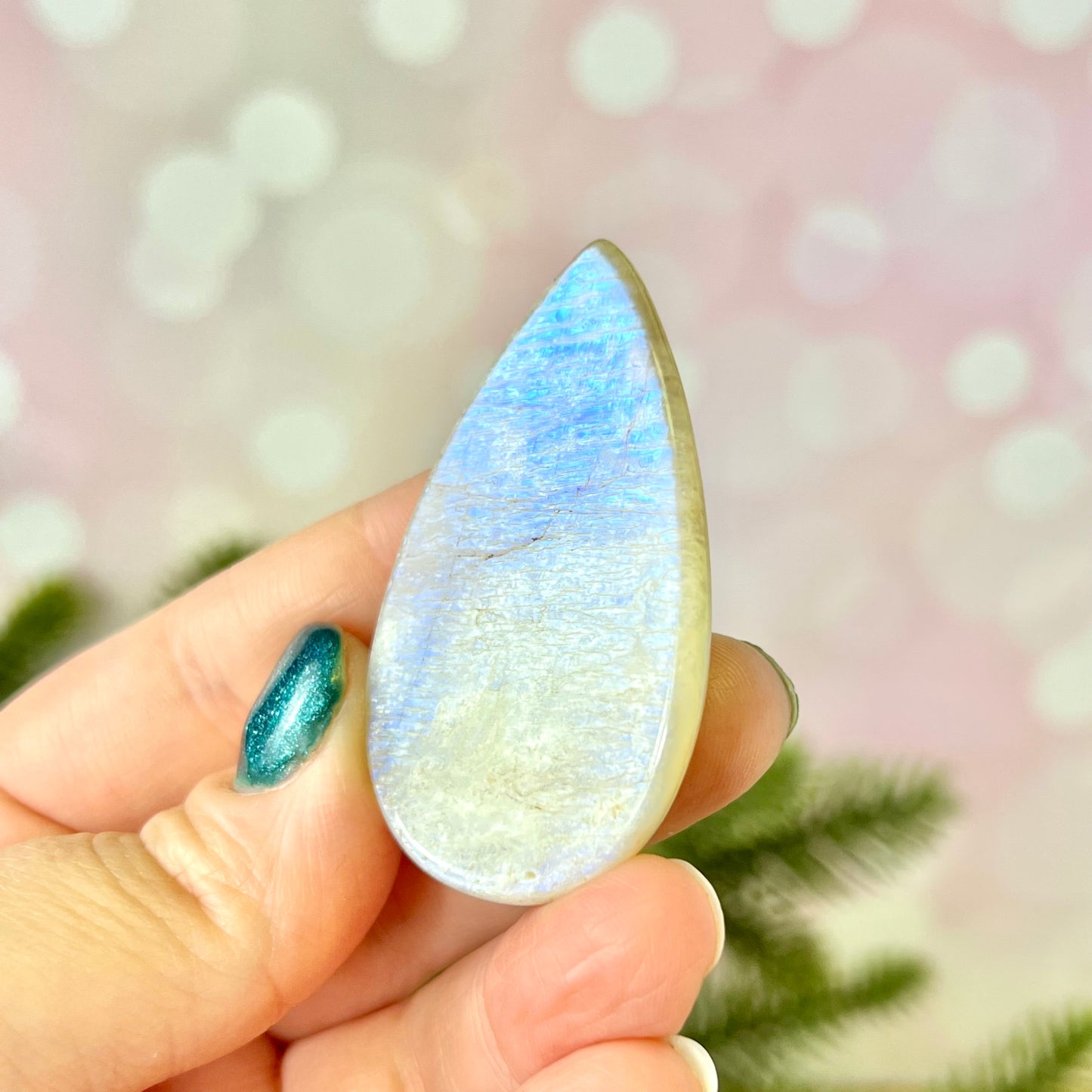 Rainbow Moonstone Crystal Teardrop Cabochon