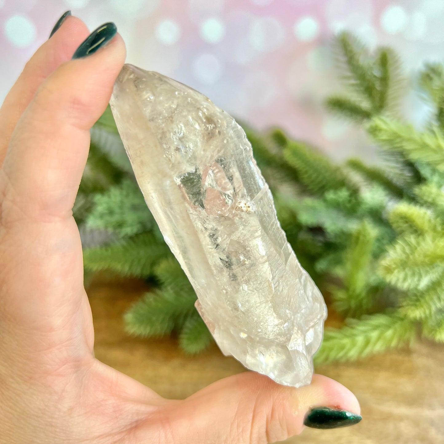 Clear Quartz Point with Etchings & Rainbow