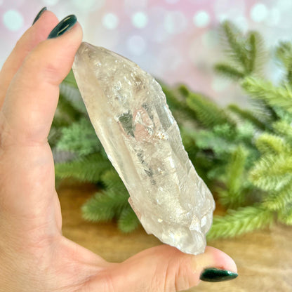 Clear Quartz Point with Etchings & Rainbow