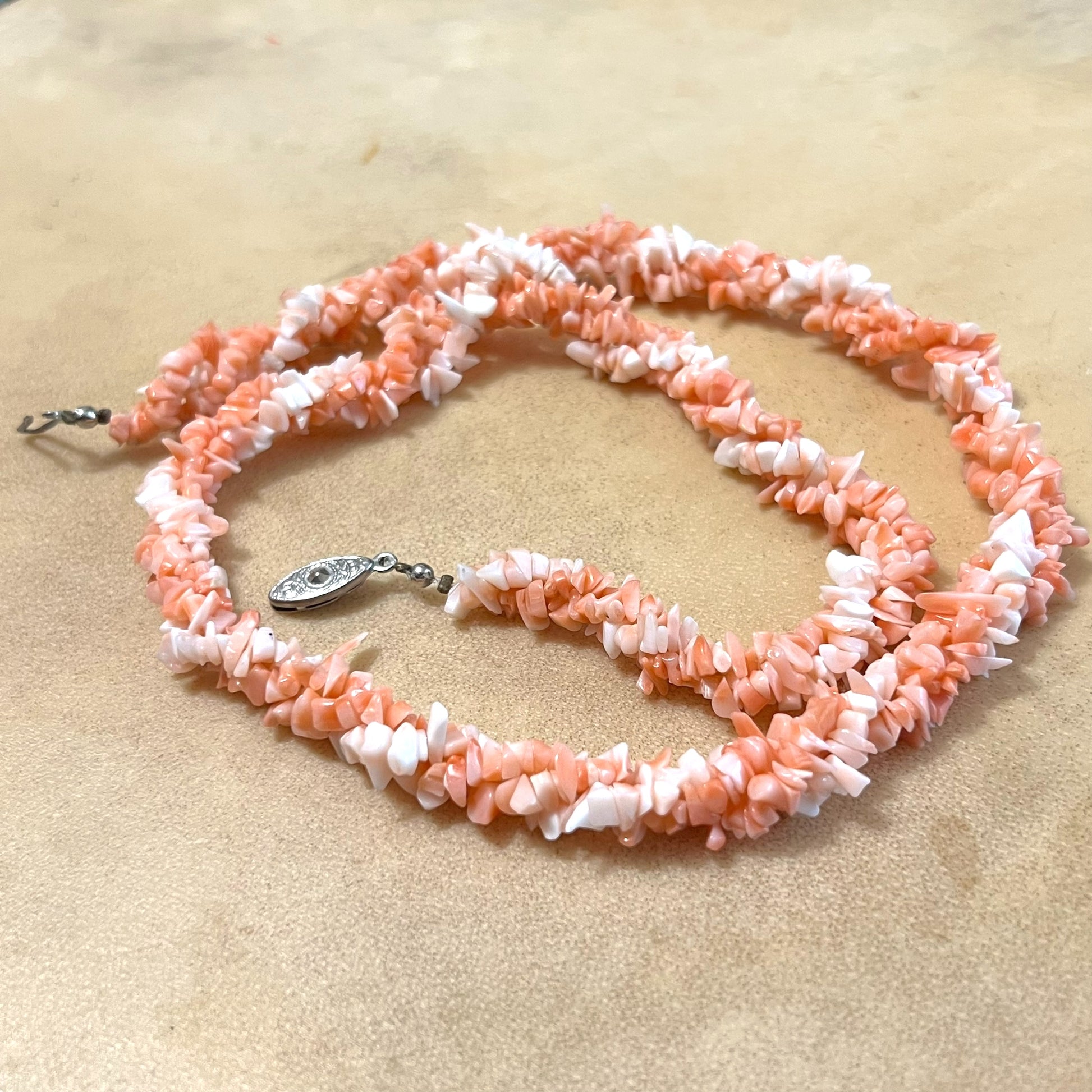 Angel Skin Coral Vintage Coral Bead Necklace Tricolor Angel Skin