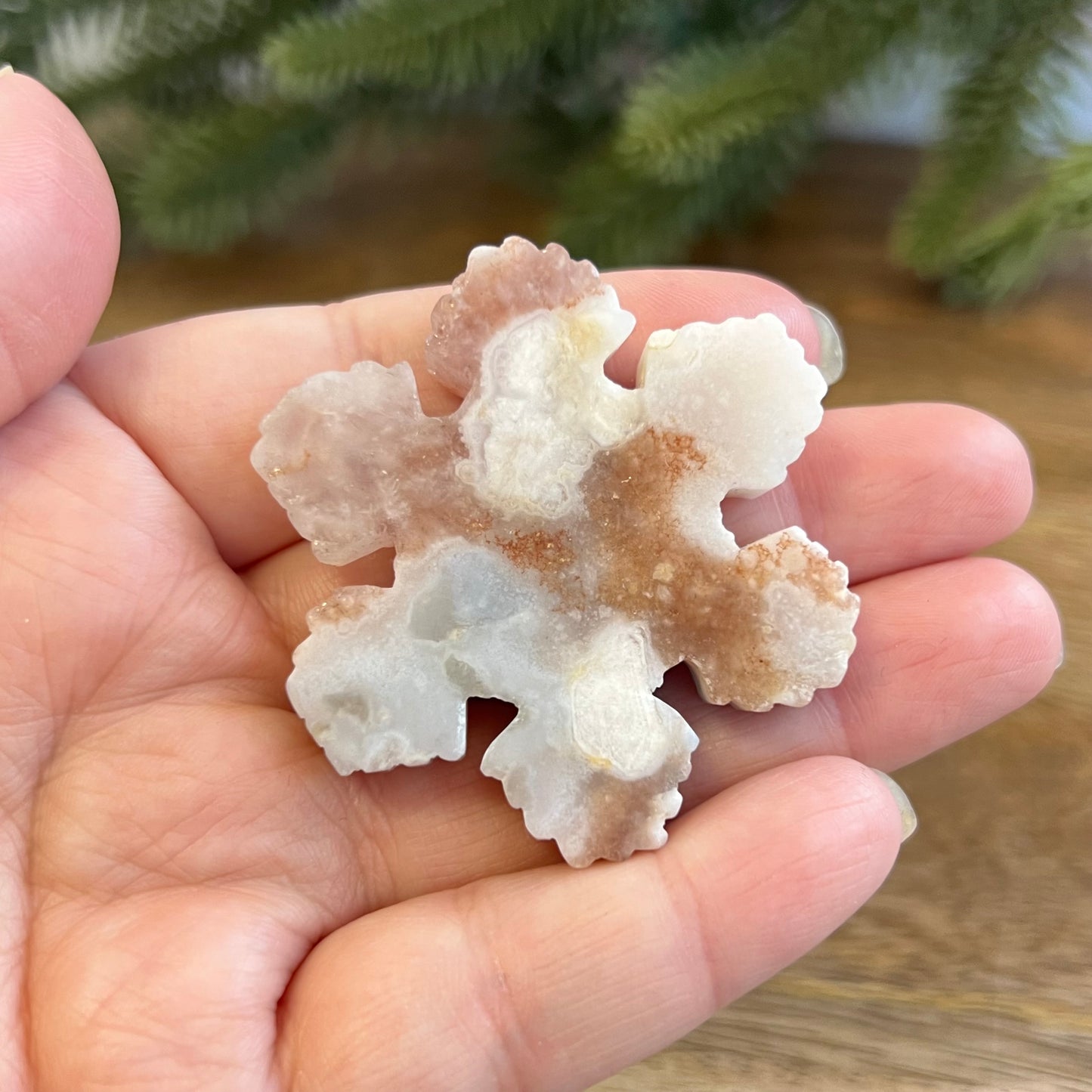 Snowflake Flower Agate Crystal Carved Cabochon