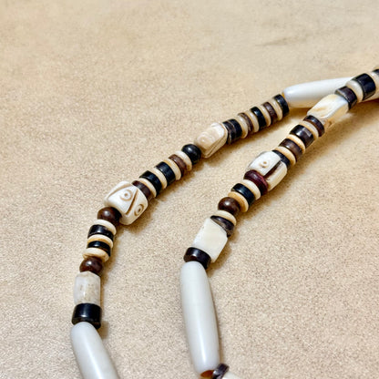 Vintage Handmade Copper Bone & Carnelian Tooth Necklace