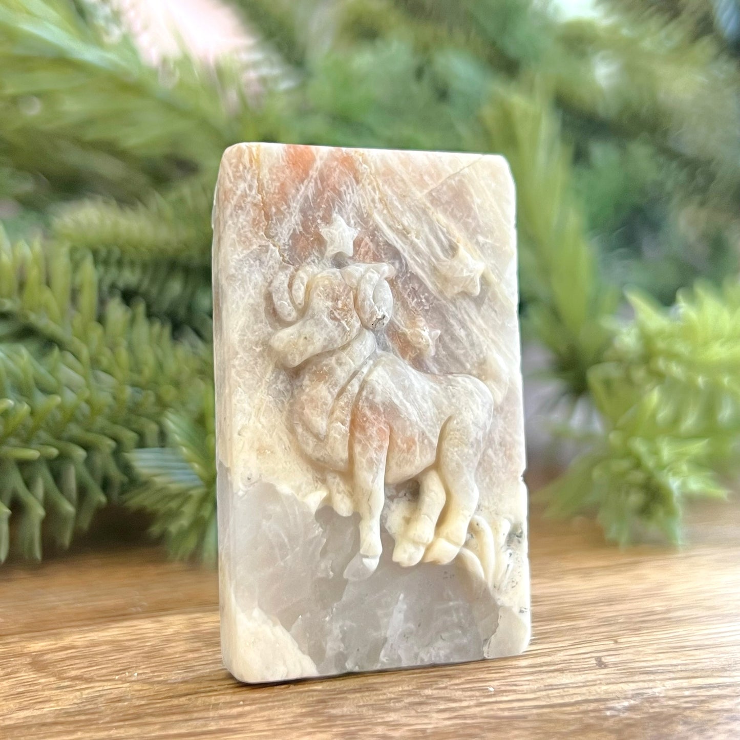 Belomorite Aries Carved Crystal Cabochon