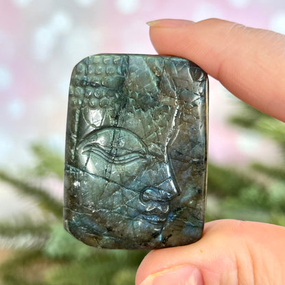 Buddha Labradorite Carved Stone Cabochon