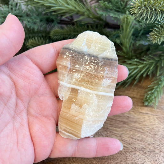 Zebra Calcite Yellow & Gray Natural Raw Crystal