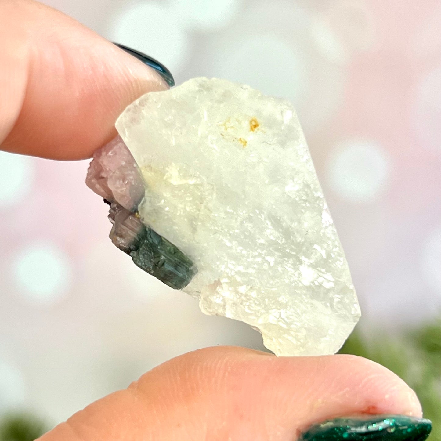 Watermelon Tourmaline on Milky Quartz Crystal Specimen