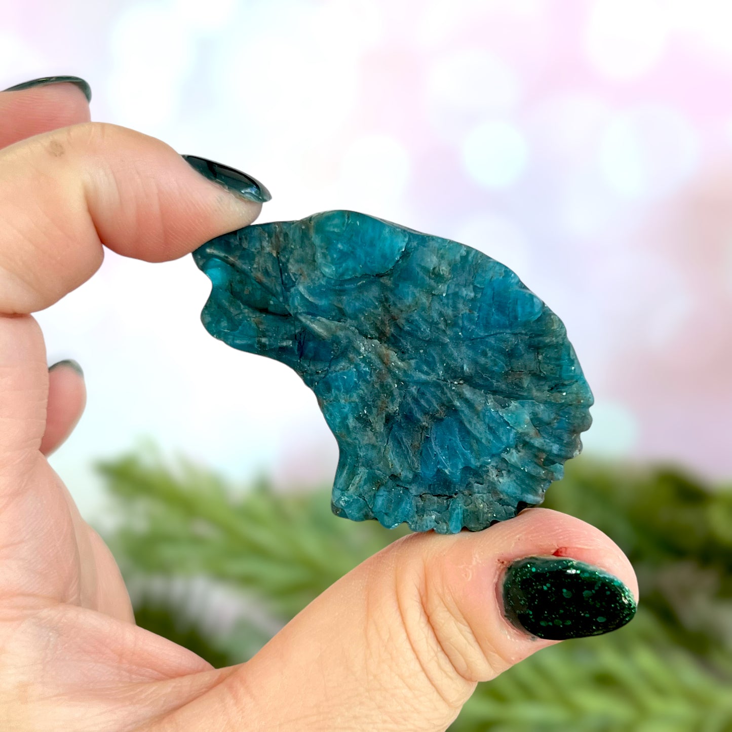 Eagle Blue Apatite Carved Cabochon