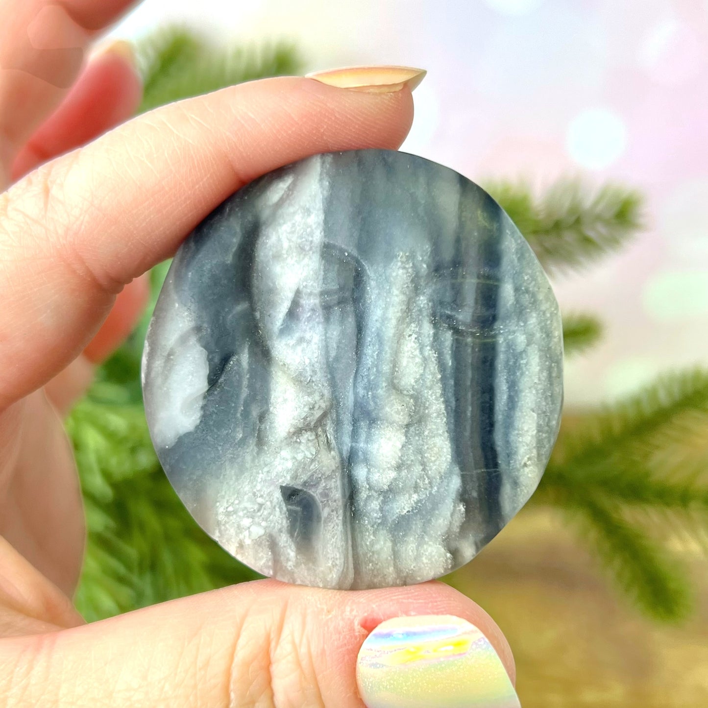 Fluorite Sun & Moon Face Carved Crystal Cabochon