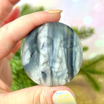 Fluorite Sun & Moon Face Carved Crystal Cabochon