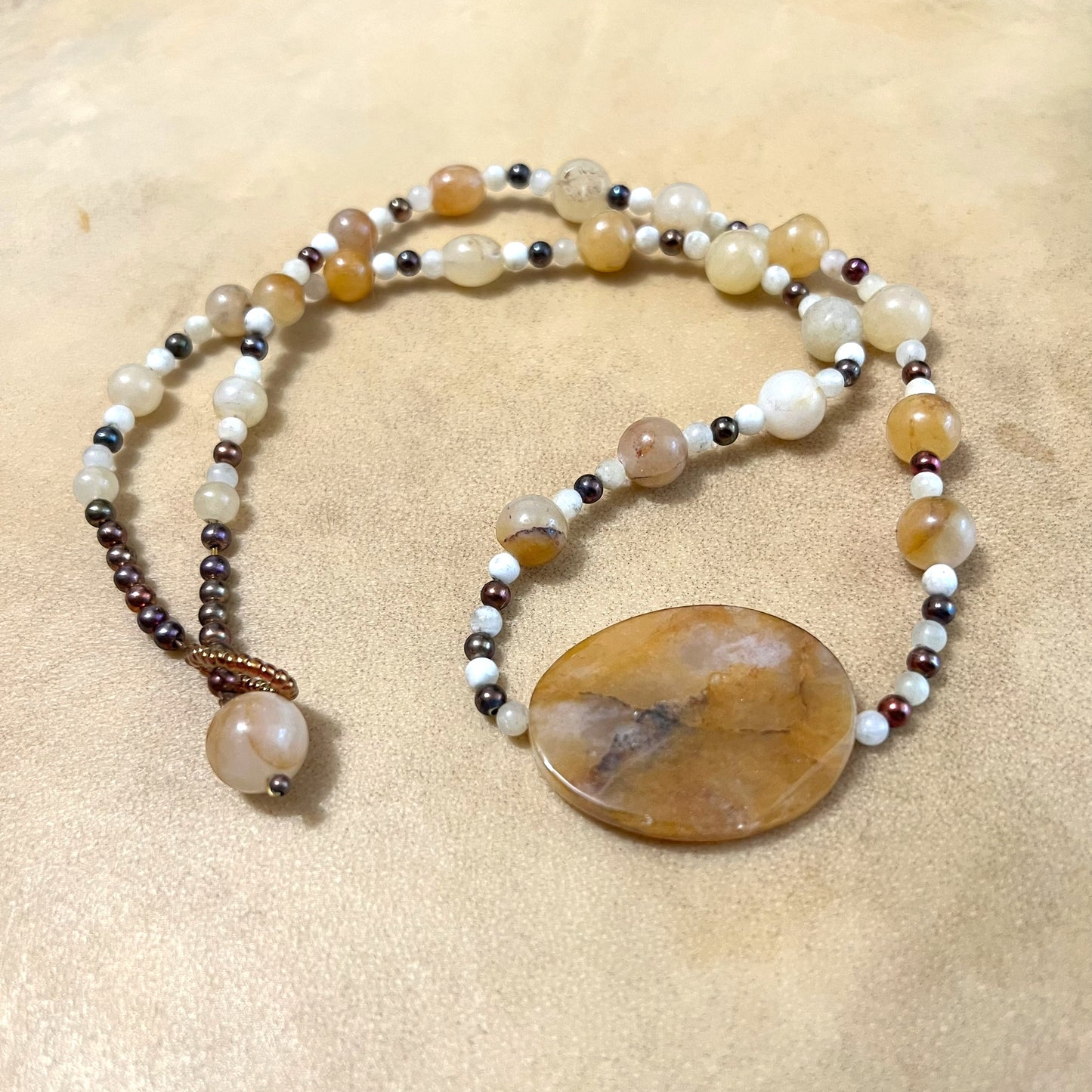 Golden Healer Quartz Vintage Beaded Necklace