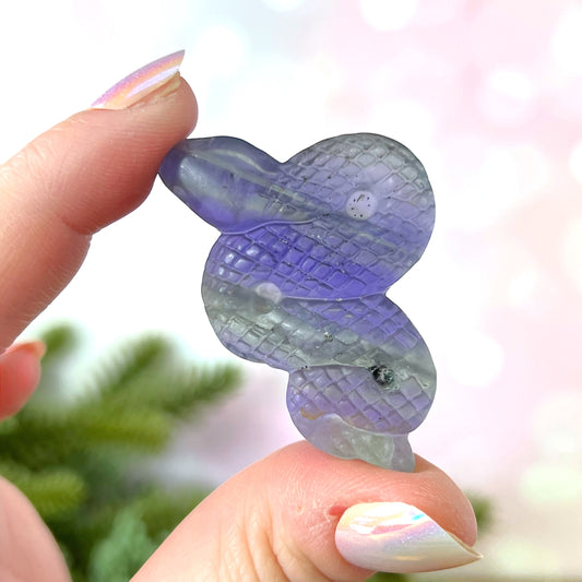 Rainbow Fluorite Snake Carved Crystal Cabochon