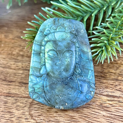 Buddha Face Labradorite Carved Stone Cabochon