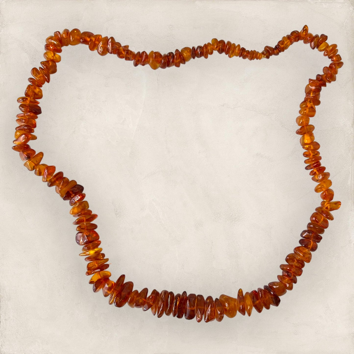 Amber Vintage Long Chip Bead Necklace