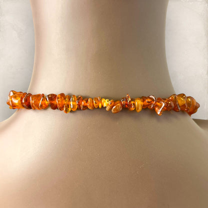 Amber Vintage Long Chip Bead Necklace