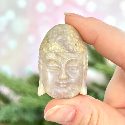 Buddha Face Belomorite Carved Stone Cabochon