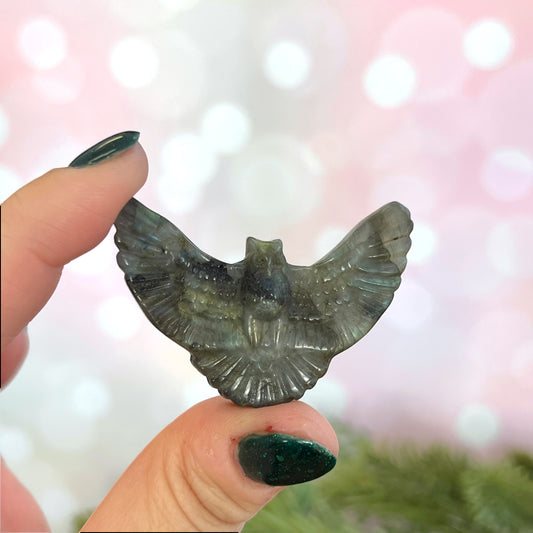 Labradorite Owl Carved Crystal Cabochon