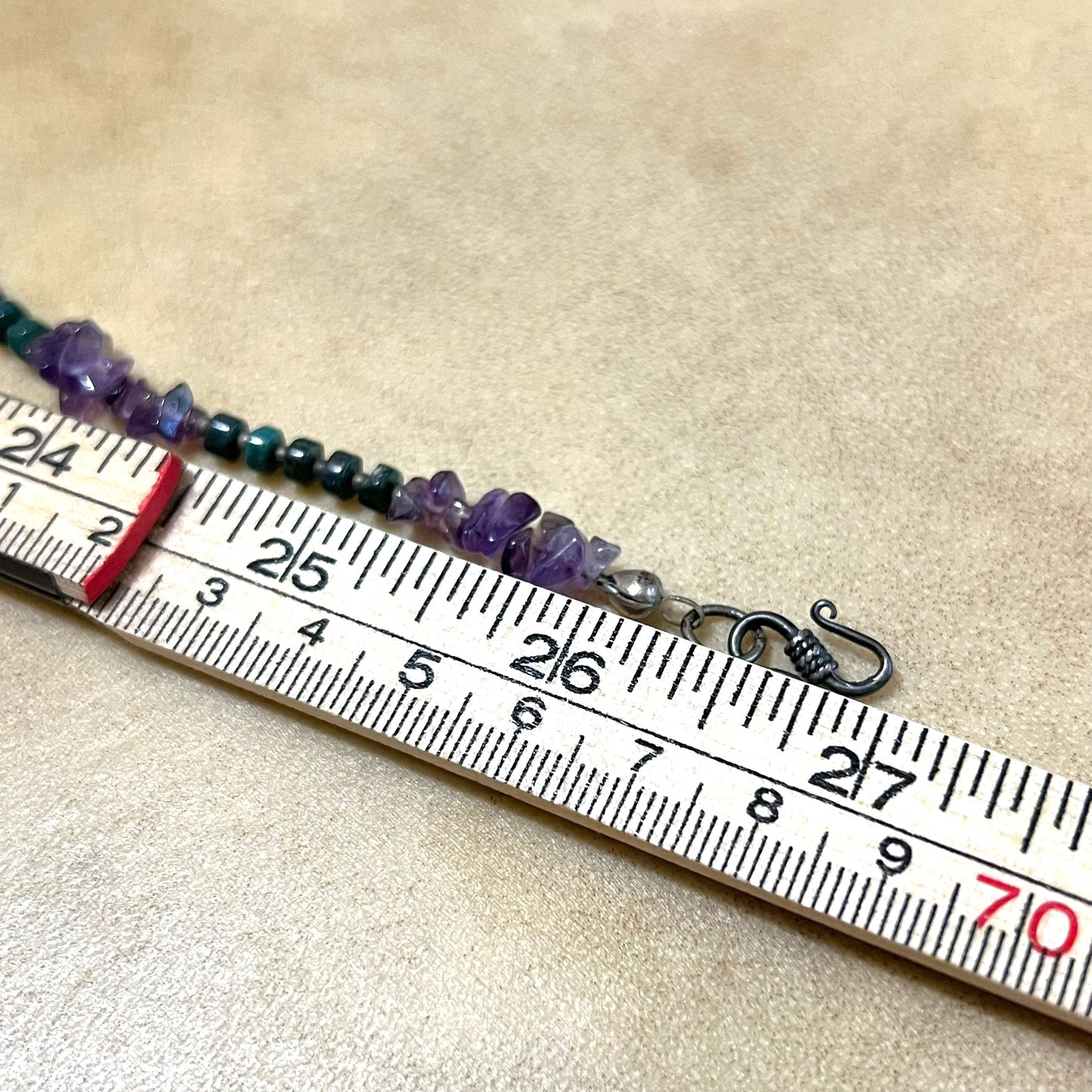 Amethyst & Bloodstone Long Vintage Beaded Necklace