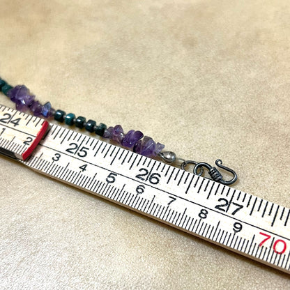 Amethyst & Bloodstone Long Vintage Beaded Necklace