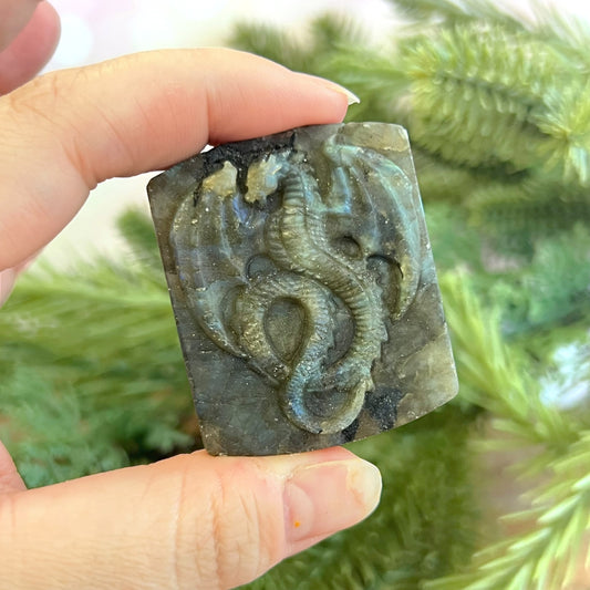 Labradorite Dragon Carved Crystal Cabochon