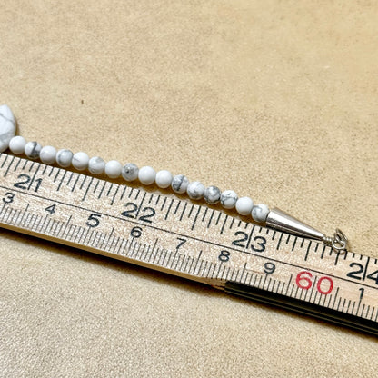 Howlite Fetish Bear Native American Style Vintage Stone Necklace in Sterling Silver