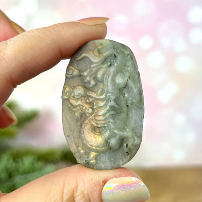 Labradorite Dragon Carved Crystal Cabochon