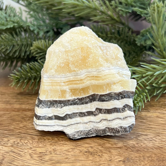 Zebra Calcite Yellow & Gray Natural Raw Crystal