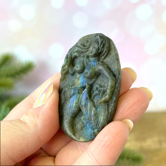 Labradorite Mermaid Crystal Carved Cabochon