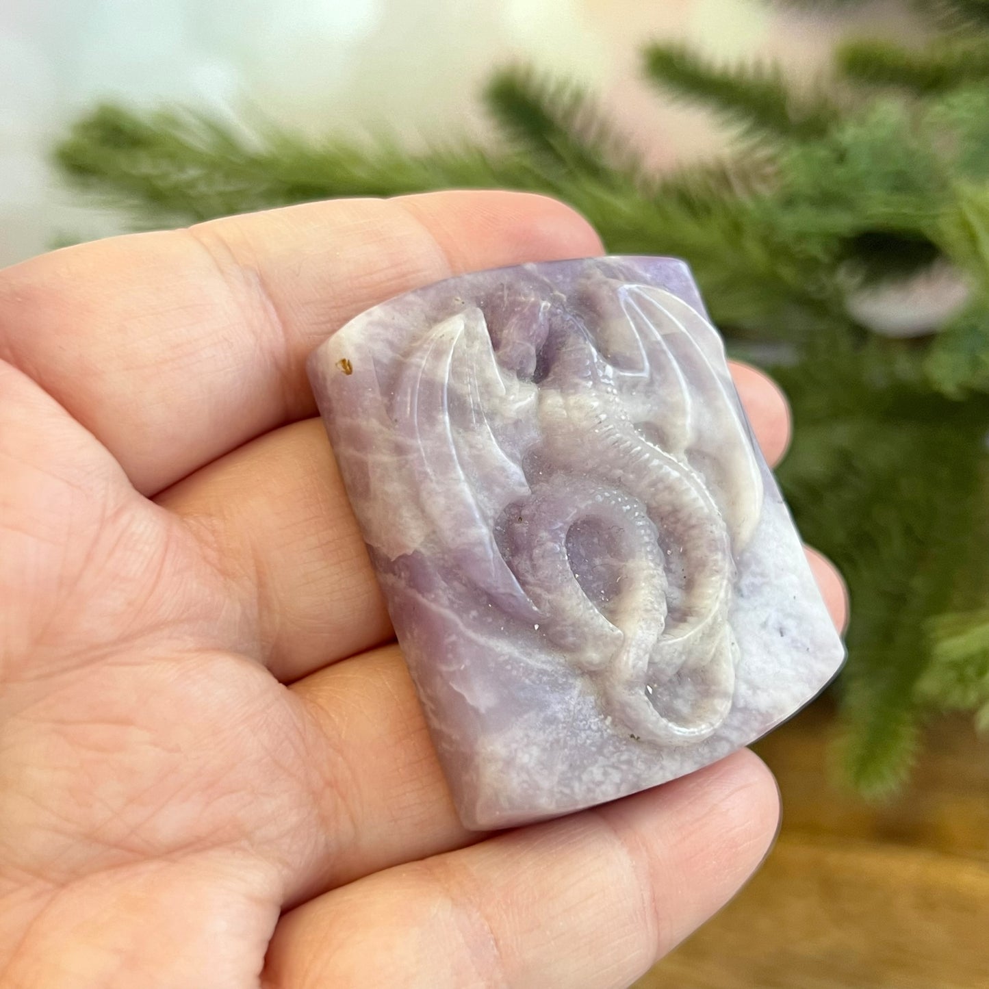 Lepidolite Dragon Carved Crystal Cabochon