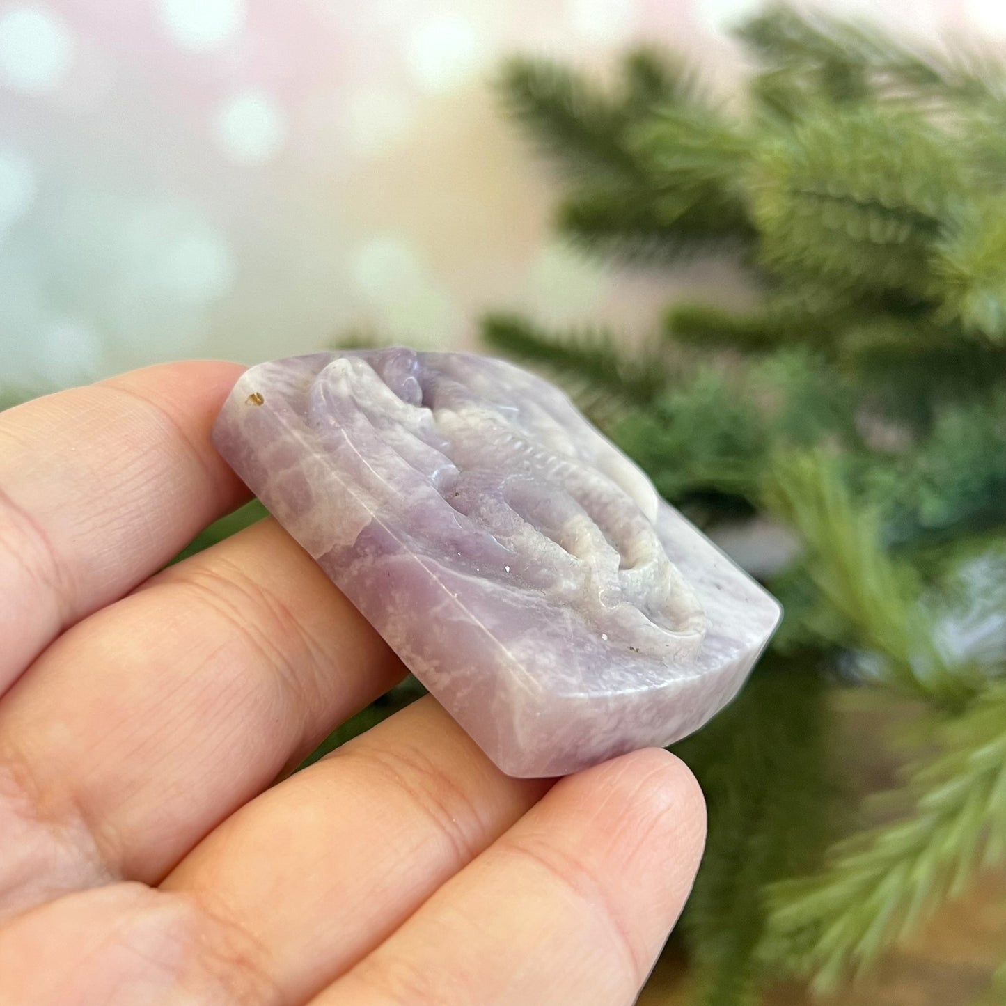 Lepidolite Dragon Carved Crystal Cabochon