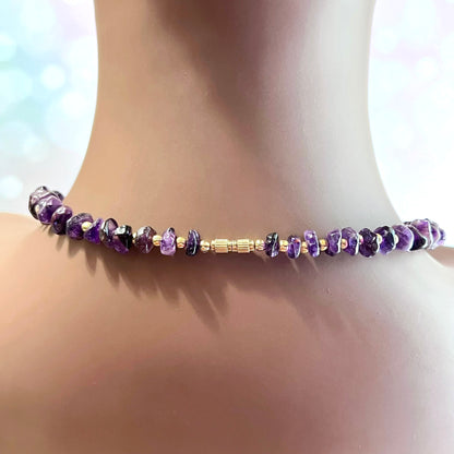 Amethyst Vintage Chip Beaded Necklace