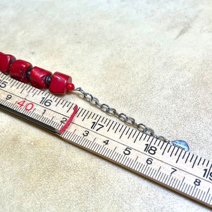 Barse Chunky Red Coral & Silver Tone Necklace - Vintage