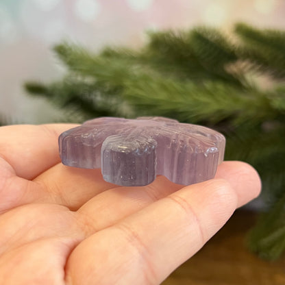 Snowflake Purple Fluorite Crystal Carved Cabochon