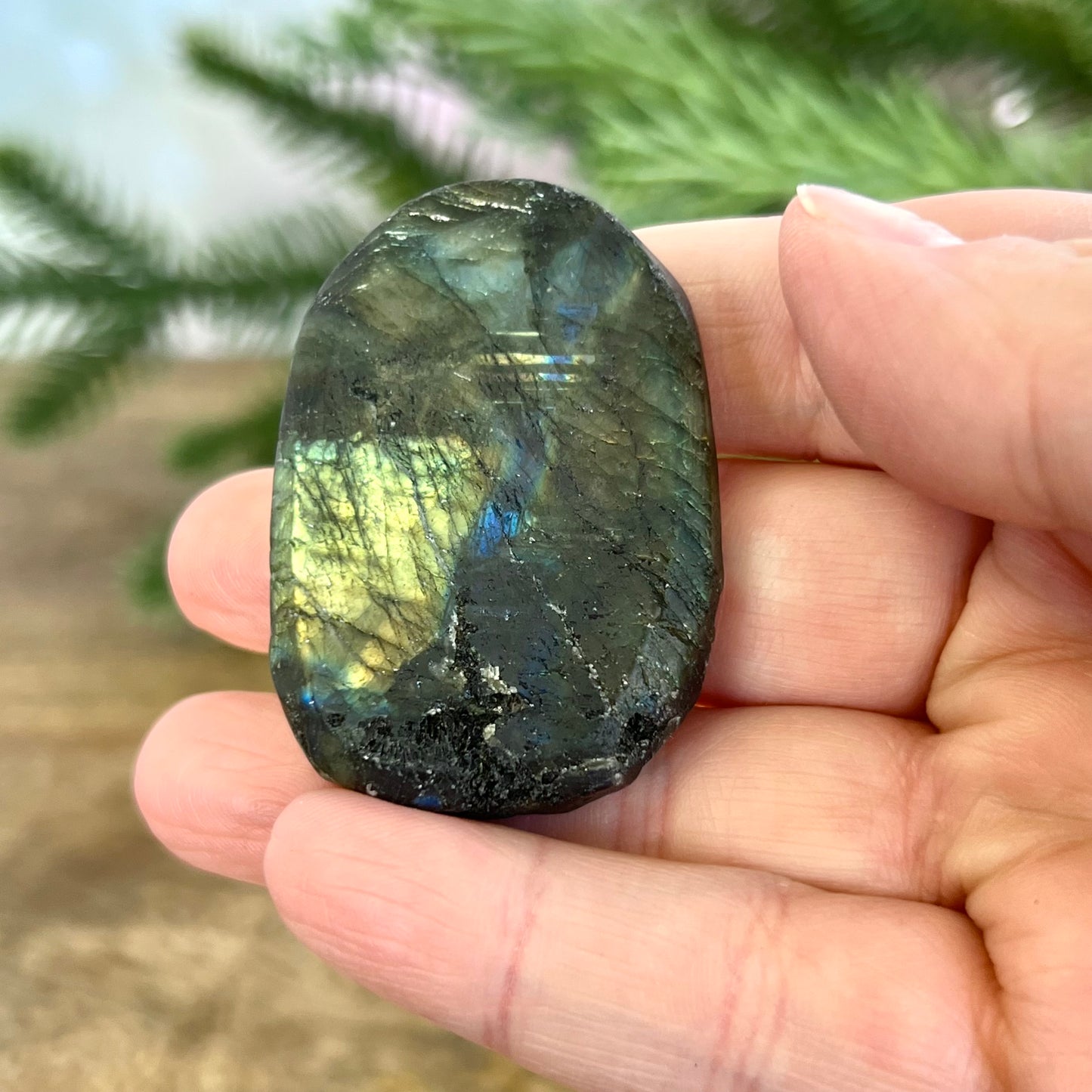 Labradorite Meditating Buddha Carved Stone Cabochon