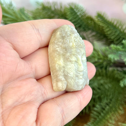 Buddha Face Belomorite Carved Stone Cabochon